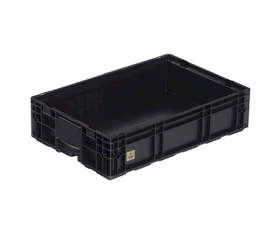 Přepravka R-KLT ESD 6115 černá, vodivá, UÚ, uzavřená